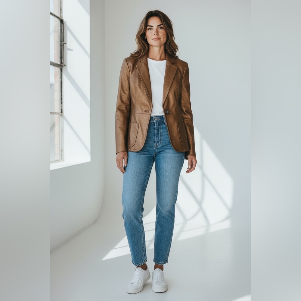 Iris Setlakwe Blazer‎ Jacket Women’s Size 8 Camel Brown Snake Print